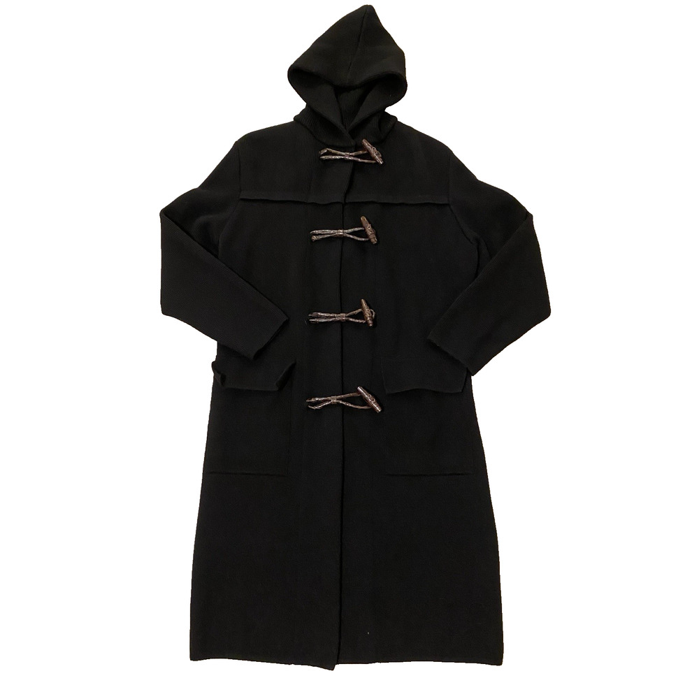 Vtg Debra C Beverly Hills Cashmere Duffle Toggle Hooded Long Coat‎ Italy Luxury